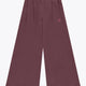 Women’s wide-leg sweatpants in plum with ribbed elastic waistband and side pockets