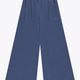 Women’s wide-leg sweatpants, dark blue with ribbed elastic waistband and front pleats