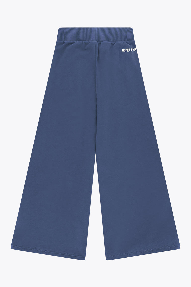 Women’s wide-leg sweatpants in dark blue, relaxed straight-leg fit with ribbed waistband