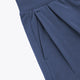 Dark blue wide-leg sweatpants with elastic waistband and draped pleats at the front