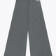 Dark grey melange wide-leg sweatpants, back view, elastic waist and patch logo