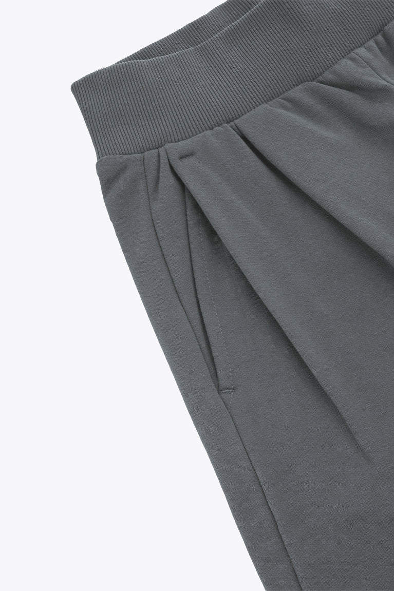 Wide-leg sweatpants with pleated front and soft ribbed cuffs, dark grey