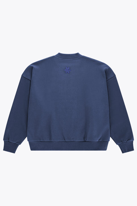 Men's Osaka cross-collar sweater in dark blue, front logo and ribbed cuffs