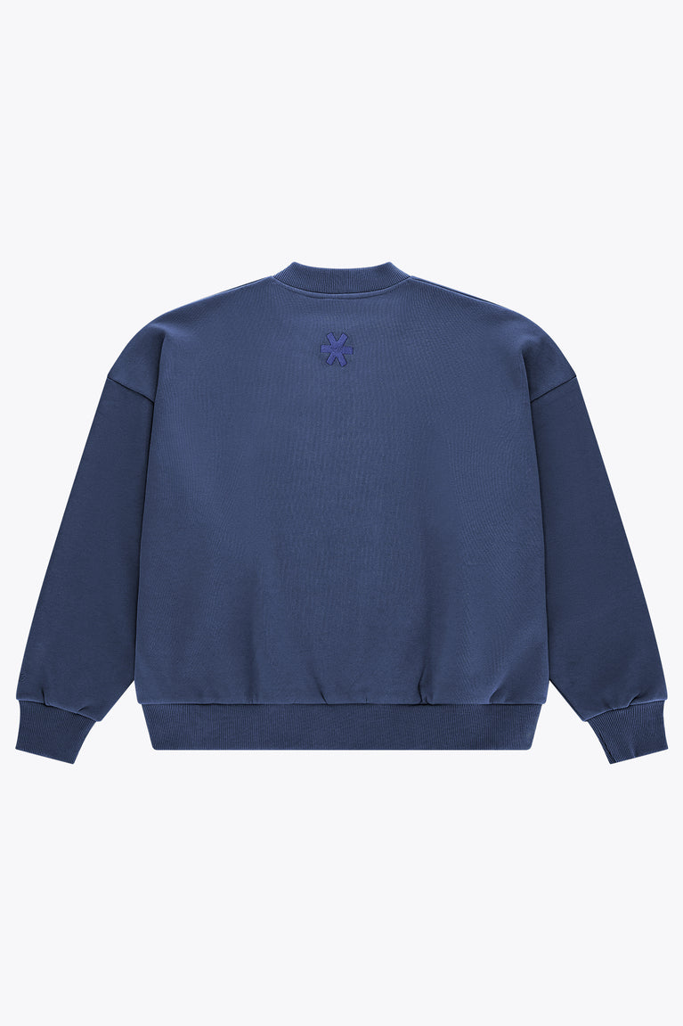 Men's Osaka cross-collar sweater back view, dark blue with small logo