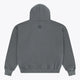 Men's dark grey melange full-zip hoodie, back view with small chest emblem