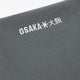 Dark grey melange hoodie with white printed text on back panel