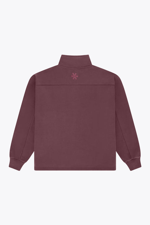 Men's Peppercorn half-zip sweater with stand collar, gold zipper, long sleeves