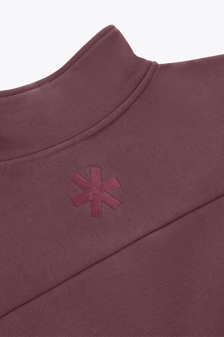 Men's Peppercorn half-zip sweater top view of embroidered collar logo