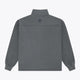Men's dark grey melange half-zip sweater, back view with small star logo