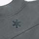 Dark grey half-zip sweater chest with stitched star emblem and high neck