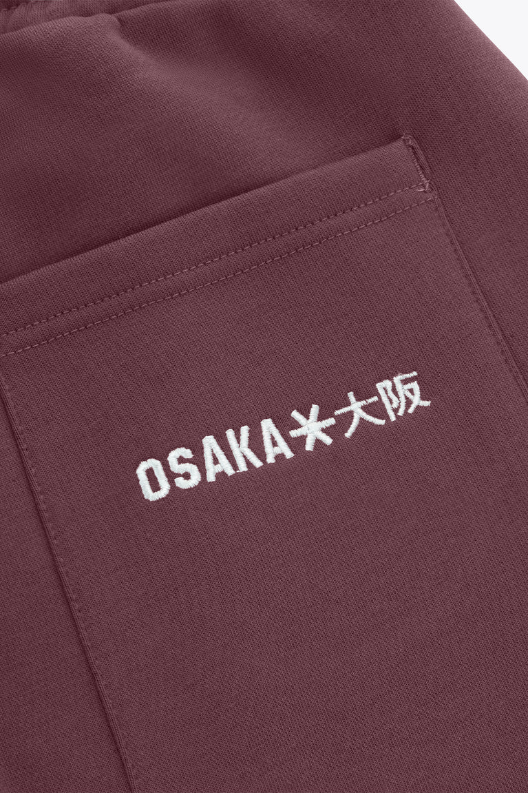 Wide sweatpants in peppercorn with back patch pocket and Osaka logo print
