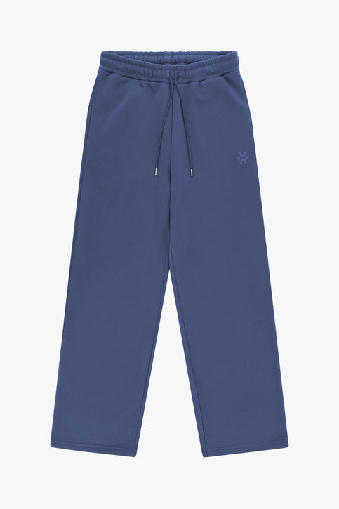 Men's wide-leg sweatpants, blue with elastic waistband and drawstring