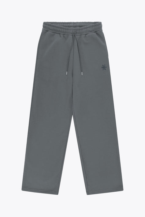 Men's wide-leg sweatpants in dark grey melange, drawstring waist and tapered hem.