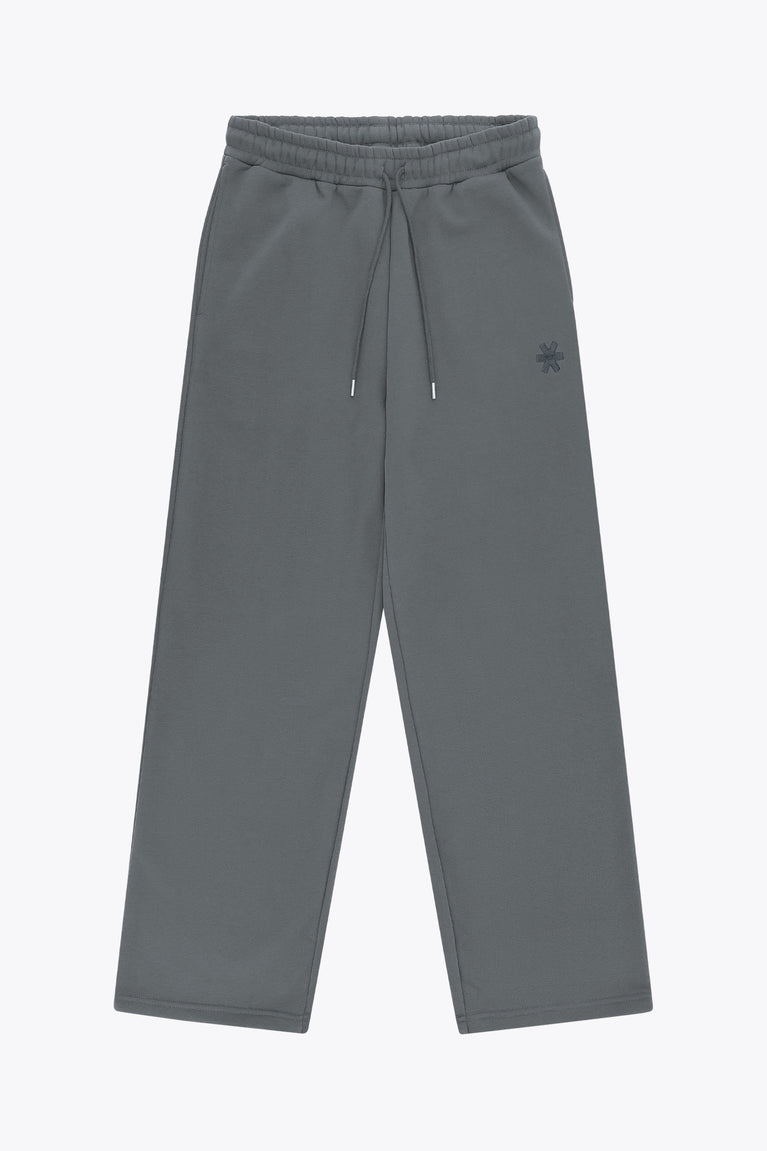 Men's wide-leg sweatpants in dark grey melange, drawstring waist and tapered hem.