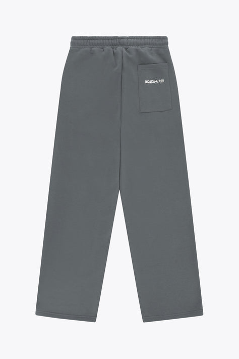 Men's wide-leg sweatpants in dark grey melange, drawstring waist and tapered hem.
