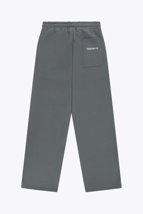 Men's wide-leg sweatpants in dark grey melange, drawstring waist and tapered hem.
