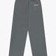 Men's wide-leg sweatpants in dark grey melange with side patch pocket.