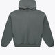 Dark grey melange unisex hoodie with kangaroo pocket, back view