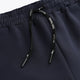 Navy sweatpants waistband with drawstring and stitched inner pocket panel