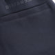 Navy sweatpants waistband with embroidered logo patch