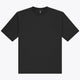 Black unisex boxy T-shirt with crew neck and short sleeves