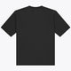 Black unisex boxy T-shirt, back view with crew neck