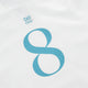 Kids white hoodie chest with small blue Yibbi logo and large 8 graphic