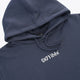 Deep sea navy hoodie with hood and front logo on chest