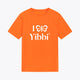 Kids' orange T-shirt with white Yibbi logo on the front