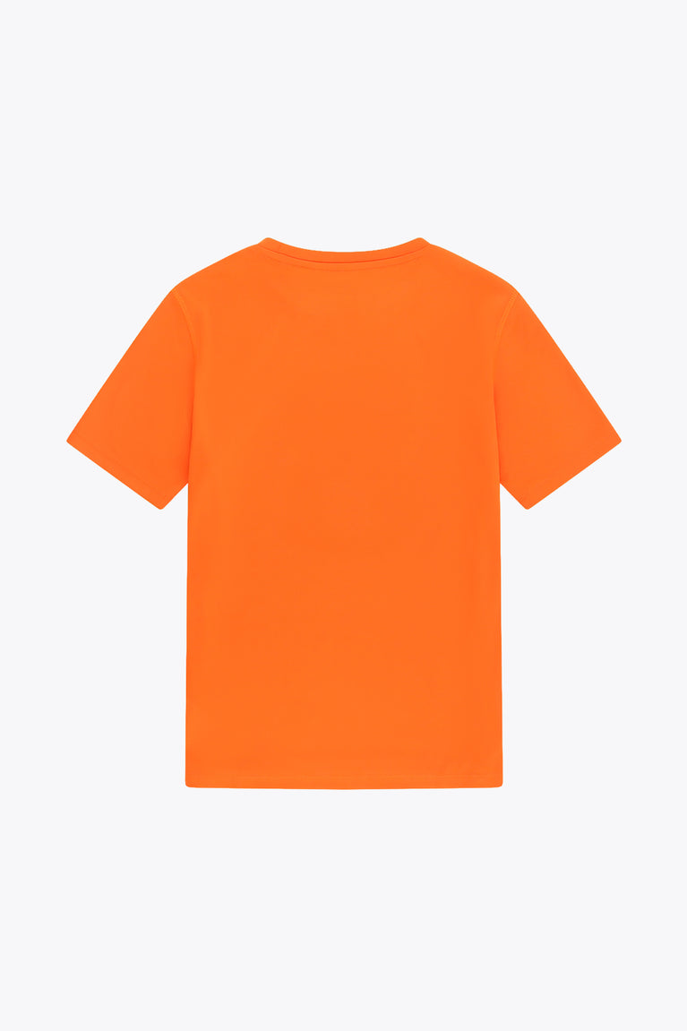 Kids' orange T-shirt, plain front with crew neck and short sleeves