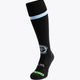 Osaka x Arlon Field Hockey Socks in black with light blue and Osaka logo in green. Front view