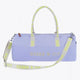Osaka cotton duffel in light purple with logo. Front view with strap