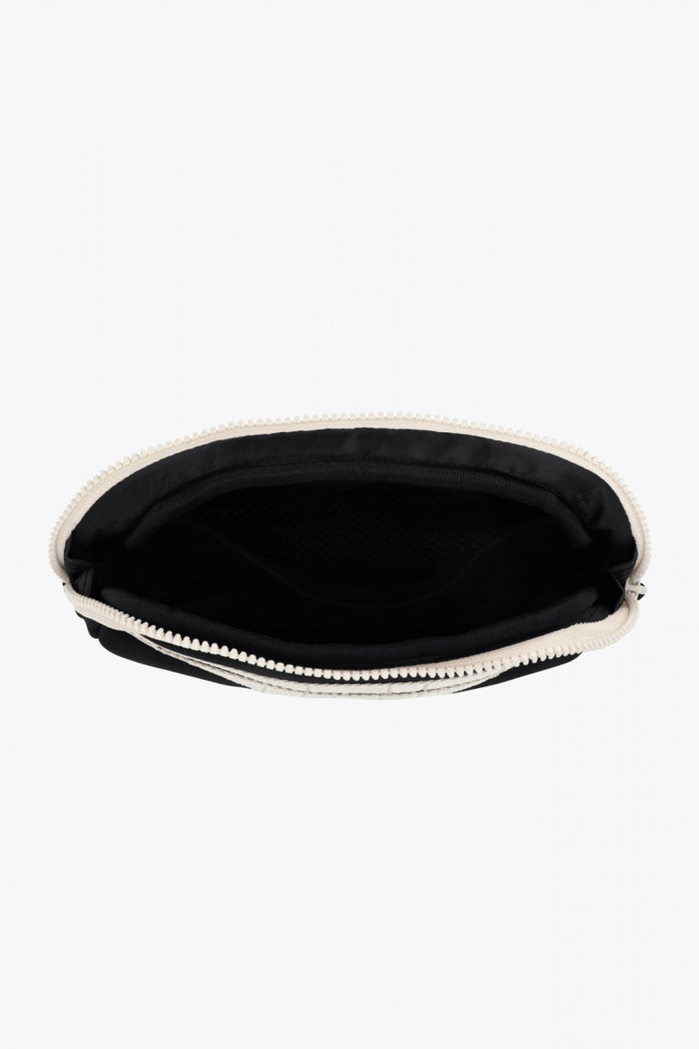 Osaka neoprene belt bag in black. Inside view