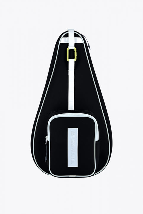 Osaka neoprene padel bag in black with logo in white. Front view