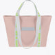 Osaka neoprene Tote bag in powder pink with logo in white. Front view