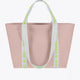Osaka neoprene Tote bag in powder pink with logo in white. Back view
