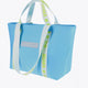 Osaka neoprene Tote bag in light blue with logo in white. Front view