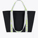 Osaka neoprene Tote bag in black with logo in white. Back view