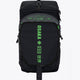  Pro Tour padel backpack in black with logo in green. Front view with racket in the racket holder
