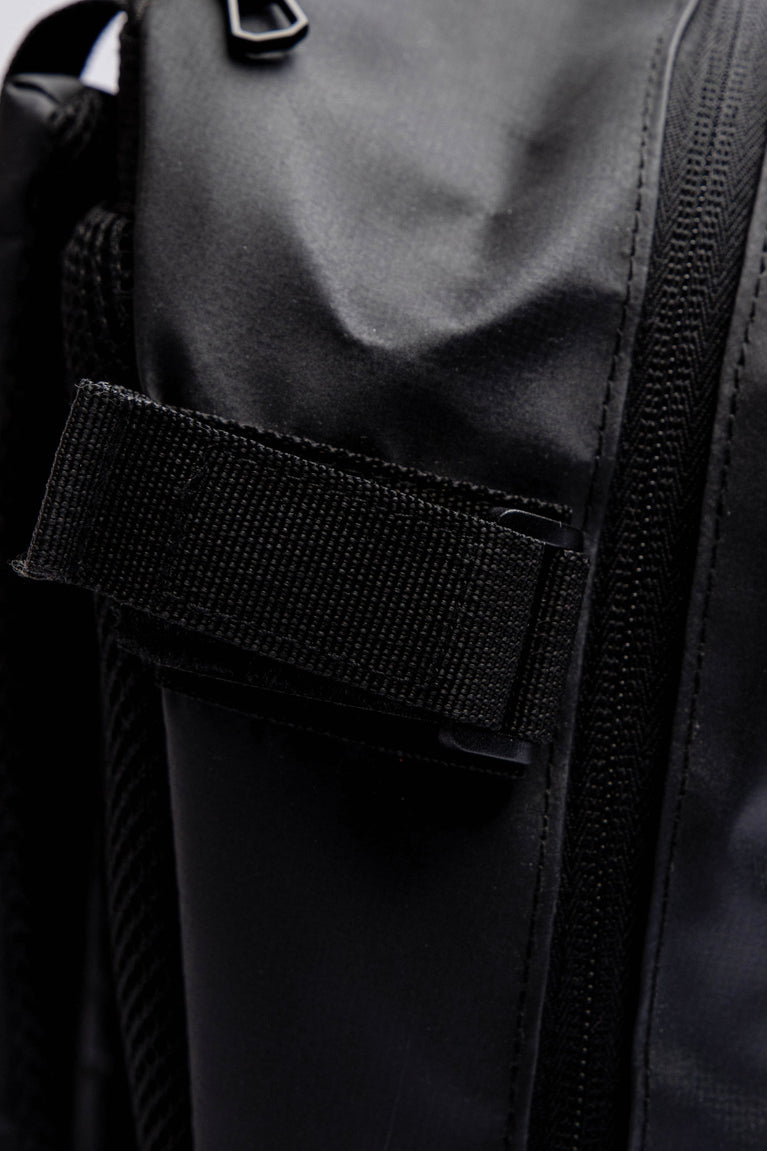 Osaka x Nexus backpack in black with white Osaka and Nexus logo on it. Detail view