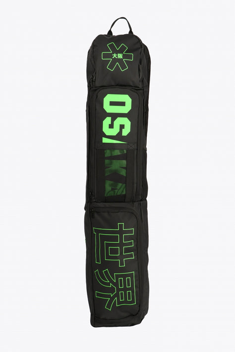 Osaka Hockey Stickbag Pro Tour Medium in Black with logo in green. Front view