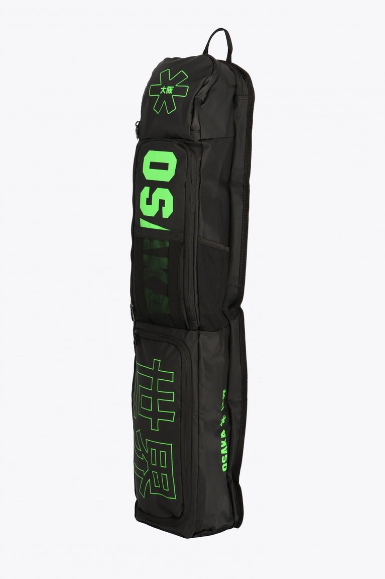 Osaka Hockey Stickbag Pro Tour Medium in Black with logo in green. Side view