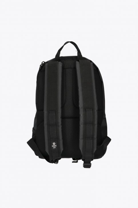 Osaka pro tour compact backpack in black with logo in green. Front view