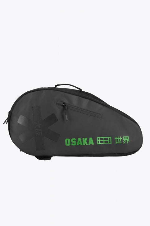 Pro Tour padel bag in black with logo in green. Front view
