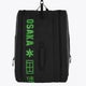 Pro Tour padel bag in black with logo in green. Front view