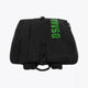  Pro Tour padel bag in black with logo in green. From above view