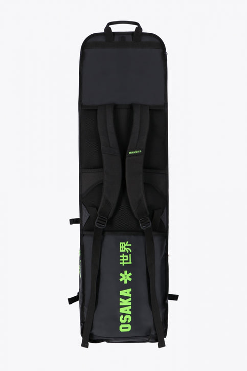 Pro Tour stickbag extra large in black with logo in green. Front view