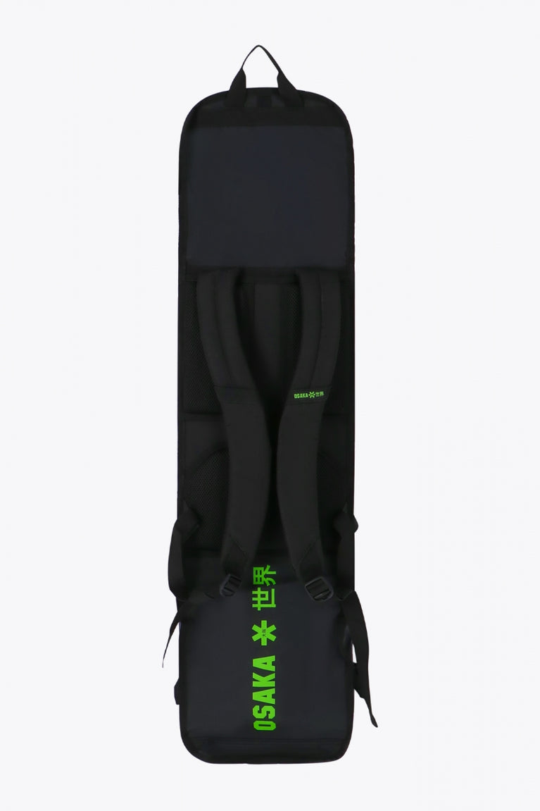 Pro Tour stickbag large in black with logo in green. Back view