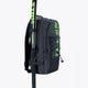 Osaka Pro Tour backpack in black with logo in green. Side view