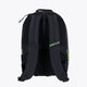 Osaka pro tour backpack compact in black with logo in green. Back view